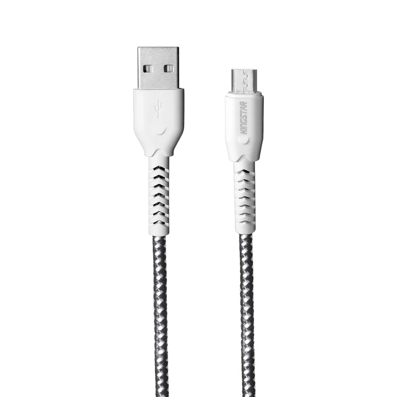 کابل شارژ فست اندروید Micro کینگ استار KingStar اورجینال مدل K119-A مشکی سفید 110cm کنفی کد 71031 - Image 3