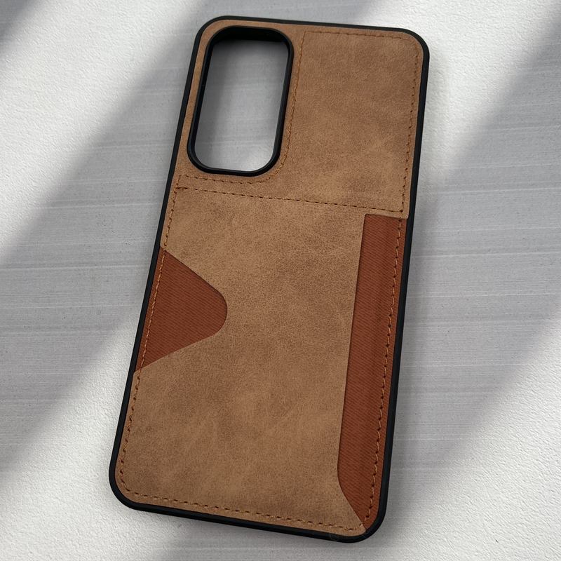 قاب گوشی Galaxy S24 FE سامسونگ Wallet Case چرم و کتان دوخت دار جاکارتی عسلی کد 71181 - Image 2