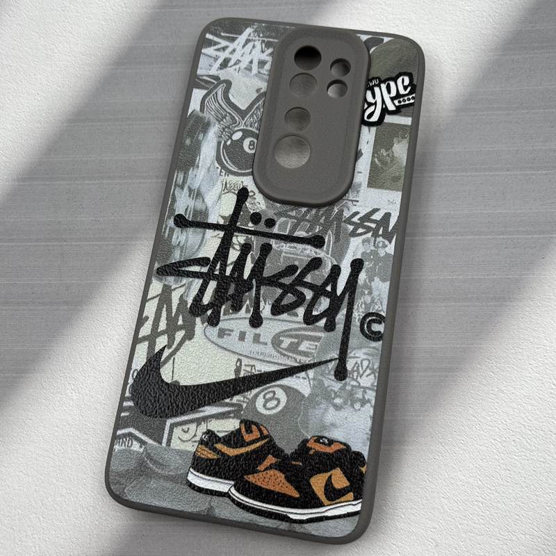 قاب گوشی Redmi Note 8 Pro شیائومی سیلیکونی طرح چرم Leather Design فانتزی NIKE نایک طوسی محافظ لنز دار کد 72620 - Image 2