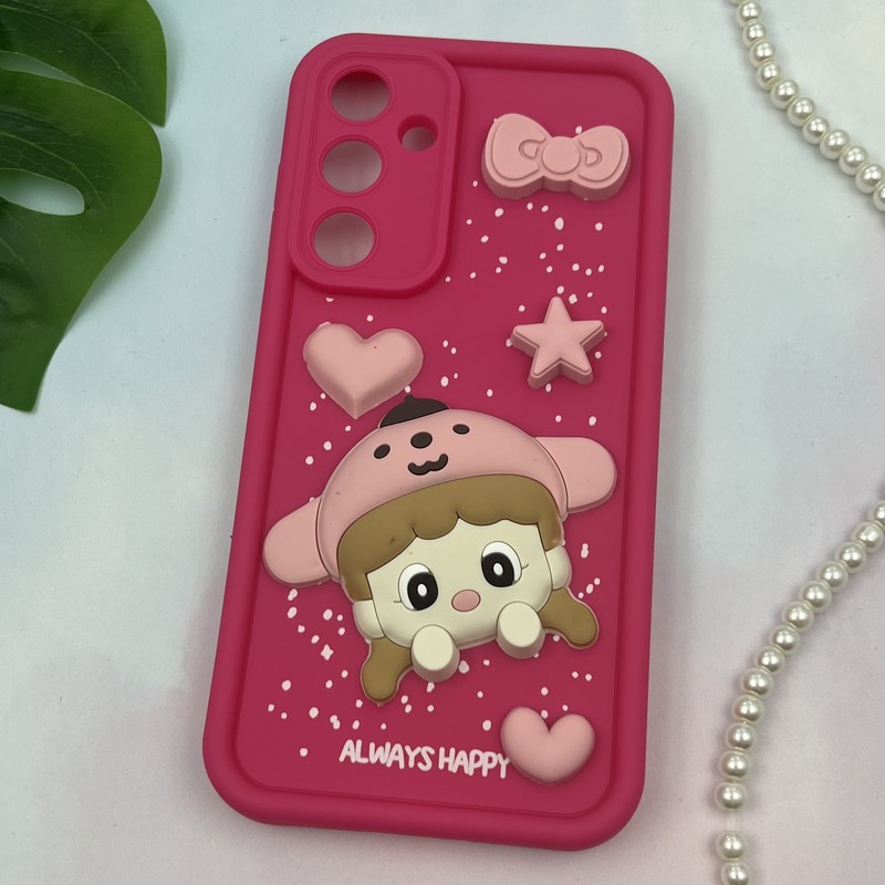قاب گوشی Galaxy A55 سامسونگ سیلیکونی Solid Case ضد ضربه عروسکی برجسته برفی طرح دختر برفی محافظ لنز دار کد 77409 - Image 2
