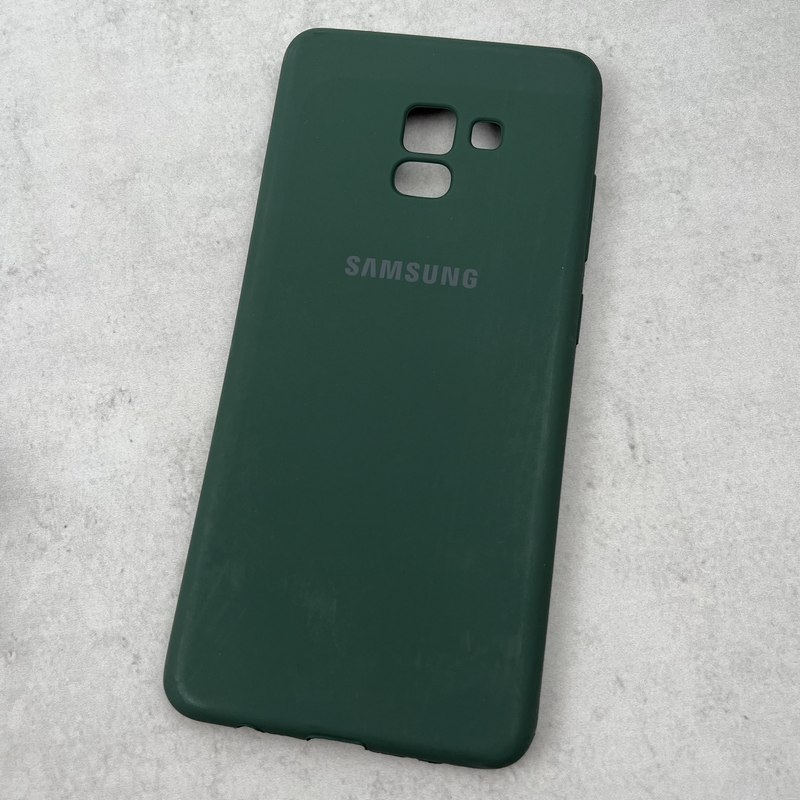 قاب گوشی Galaxy A8 Plus سامسونگ TPU سیلیکونی ژله ای لوگو دار محافظ لنز دار سبز تیره کد 77555 - Image 2