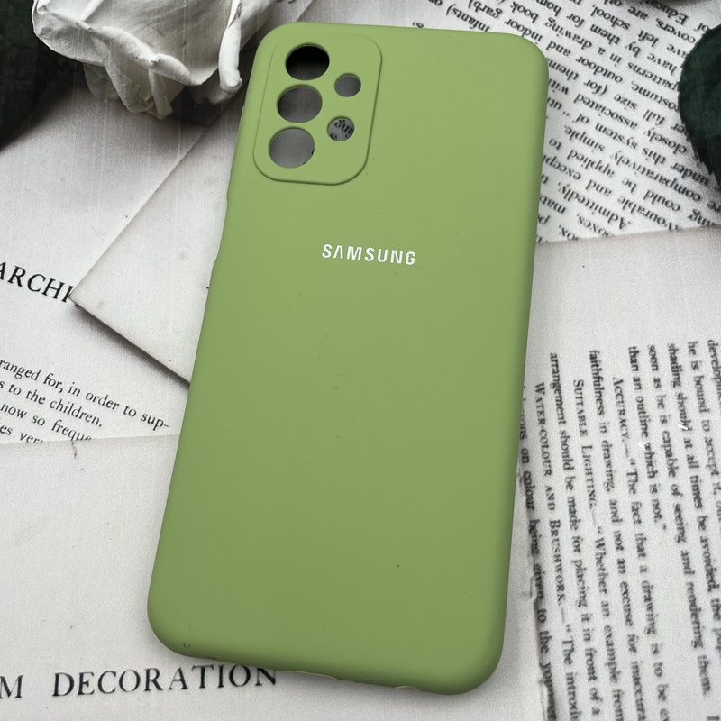 قاب گوشی Galaxy A23 سامسونگ سیلیکونی پاک کنی اورجینال داخل پارچه ای محافط لنز دار سبز روشن کد 77579 - Image 2