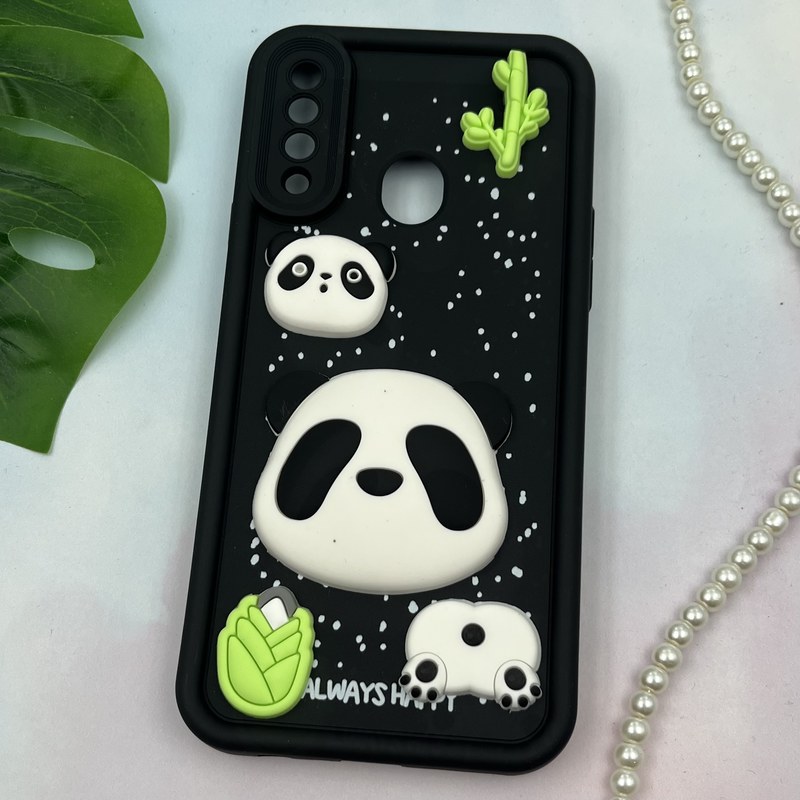 قاب گوشی Galaxy A20S سامسونگ سیلیکونی Solid Case ضد ضربه عروسکی برجسته برفی طرح پاندا محافظ لنز دار کد 80212 - Image 2