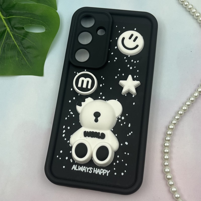 قاب گوشی Galaxy S24 FE سامسونگ سیلیکونی Solid Case ضد ضربه عروسکی برجسته برفی طرح تدی محافظ لنز دار کد 88275 - Image 2