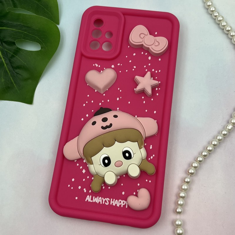 قاب گوشی Galaxy A51 سامسونگ سیلیکونی Solid Case ضد ضربه عروسکی برجسته برفی طرح دختر برفی محافظ لنز دار کد 89236 - Image 2