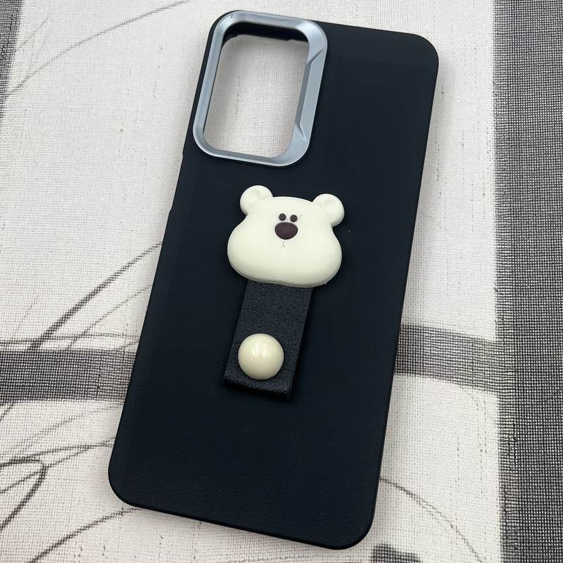 قاب گوشی Galaxy A23 سامسونگ Leather Design عروسکی تدی فینگر بند لنز کروم مشکی کد 89983 - Image 2