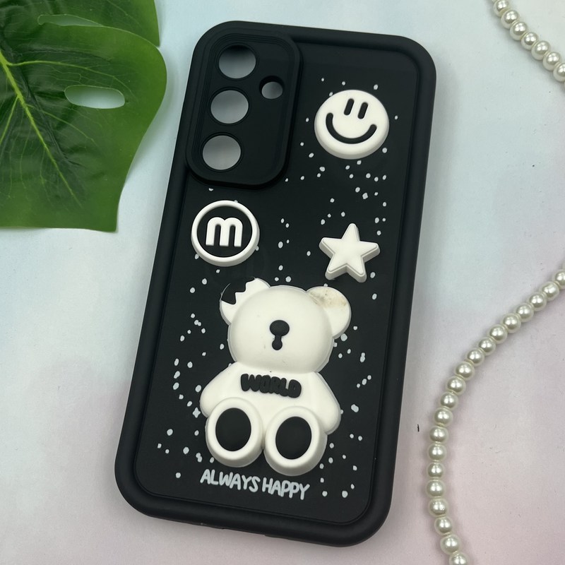 قاب گوشی Galaxy A35 سامسونگ سیلیکونی Solid Case ضد ضربه عروسکی برجسته برفی طرح تدی محافظ لنز دار کد 91980 - Image 2