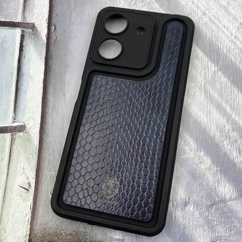 قاب گوشی Redmi 13C / Poco C65 شیائومی چرمی پوست ماری برجسته Solid Case منحنی محافظ لنز دار سرمه ای کد 94747 - Image 2