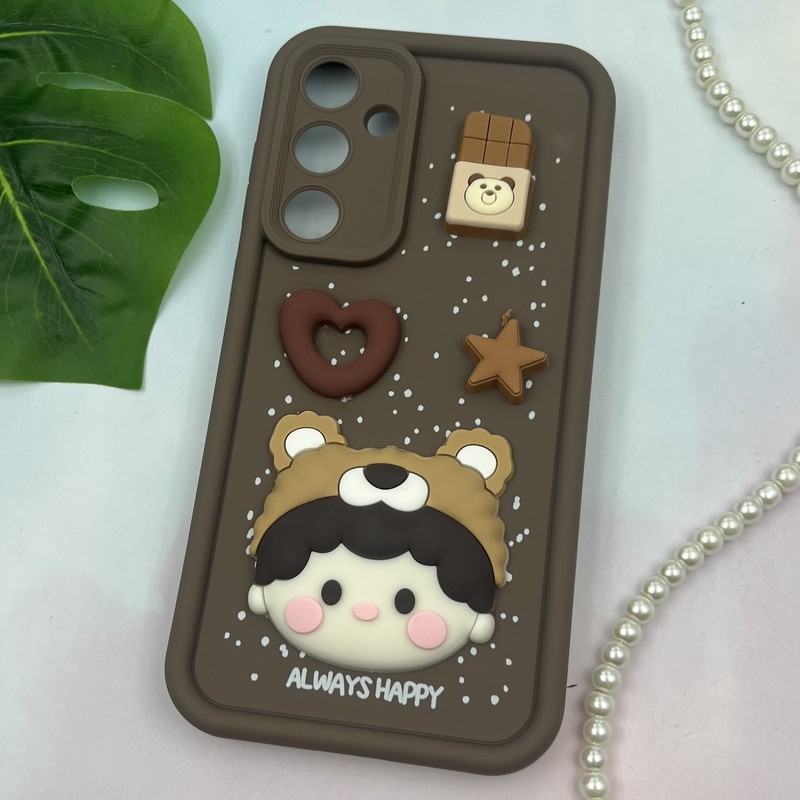 قاب گوشی Galaxy A35 سامسونگ سیلیکونی Solid Case ضد ضربه عروسکی برجسته برفی طرح Kids محافظ لنز دار کد 95818 - Image 2