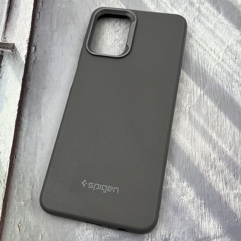 قاب گوشی Galaxy A12 / Galaxy M12 سامسونگ Leather Design طرح چرم اورجینال Spigen لنز کروم اسپرت تیتانیوم کد 10049 - Image 2