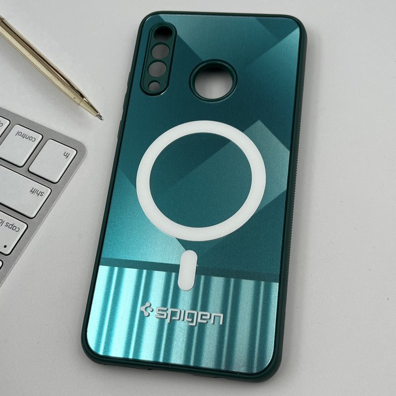 قاب گوشی Huawei P30 Lite هوآوی سه بعدی Spigen طرح مگ سیف دار MagSafe محافظ لنز دار سبز کله غازی کد 13335 - Image 2