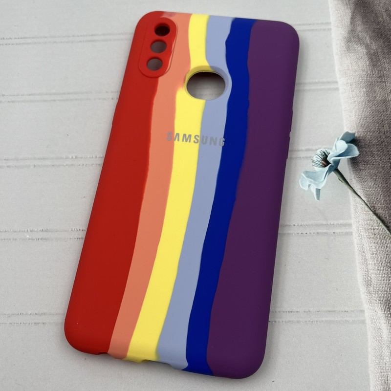 قاب گوشی Galaxy A10S سامسونگ سیلیکونی پاک کنی اورجینال آبرنگی رنگین کمانی داخل مخمل محافظ لنز دار کد 14466 - Image 2