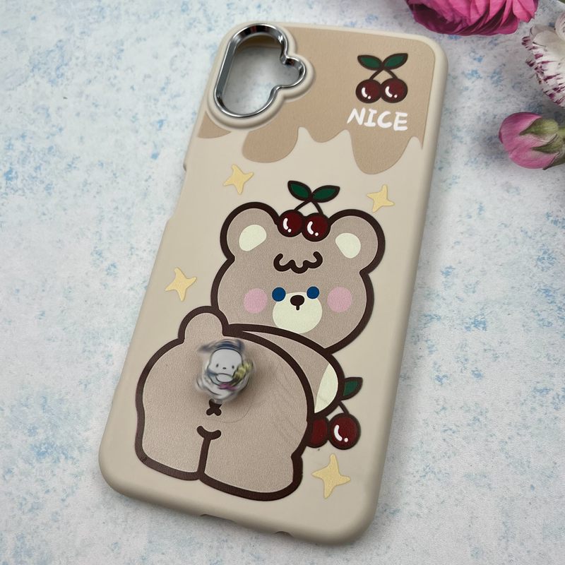 قاب گوشی iPhone 16 آیفون سیلیکونی اسپینر دار طرح عروسکی تدی لنز متال کد 14965 - Image 2