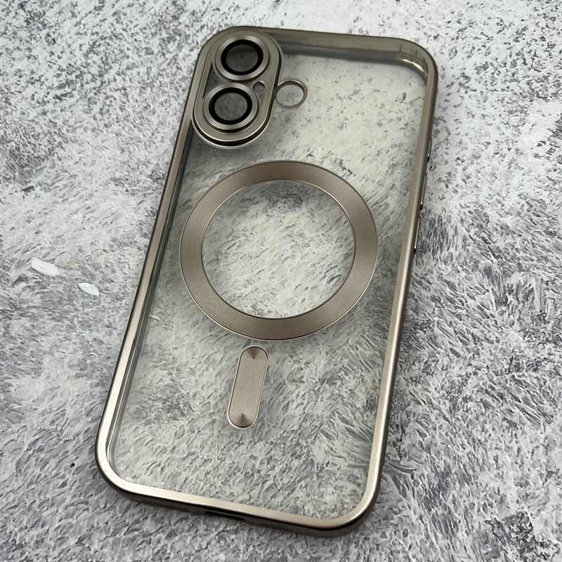 قاب گوشی iPhone 16 آیفون الکترواستاتیک اورجینال مگ سیف محافظ لنز دار گلسی بژ کد 20404 - Image 2