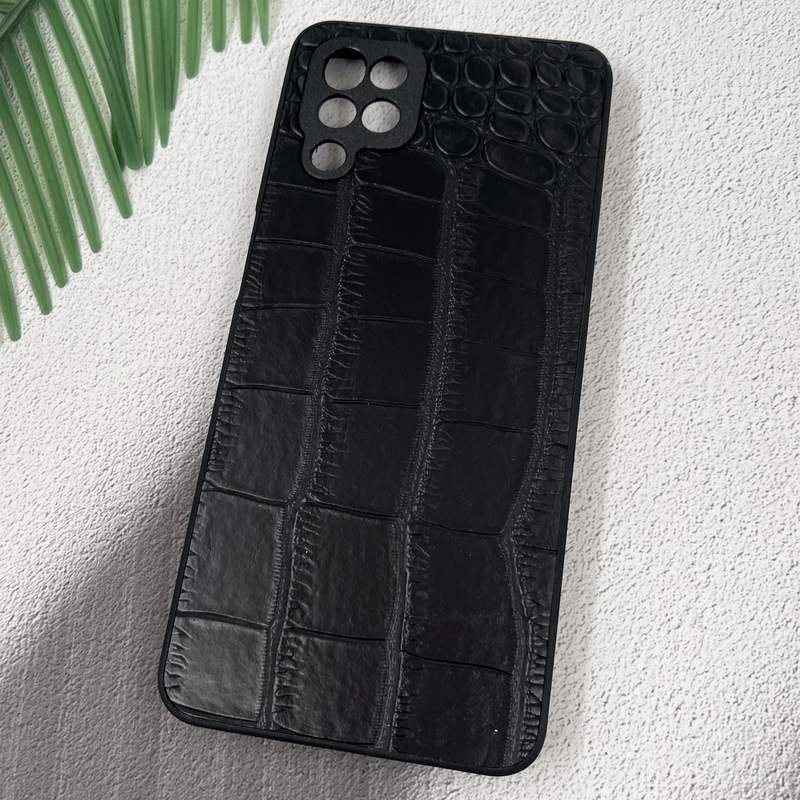 قاب گوشی Galaxy A12 / Galaxy M12 سامسونگ Snake Leather Case پوست ماری چرم برجسته محافظ لنز دار مشکی کد 33258 - Image 2