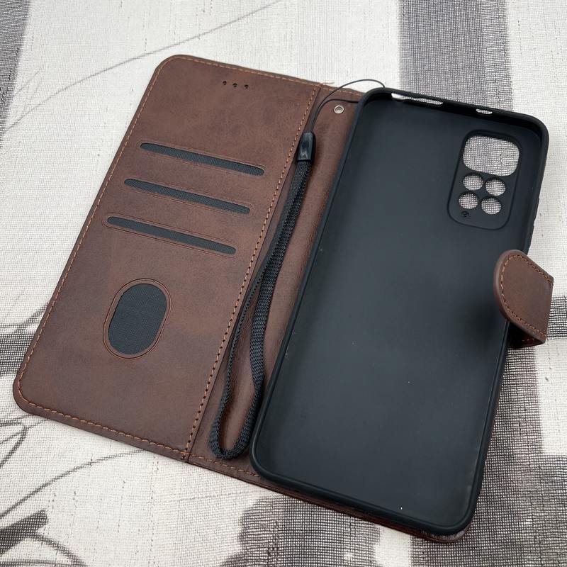 کیف گوشی Redmi Note 11 4G / Redmi Note 11S شیائومی چرم مگنتی جاکارتی محافظ لنز دار بند آویز دار قهوه ای کد 43501 - Image 2