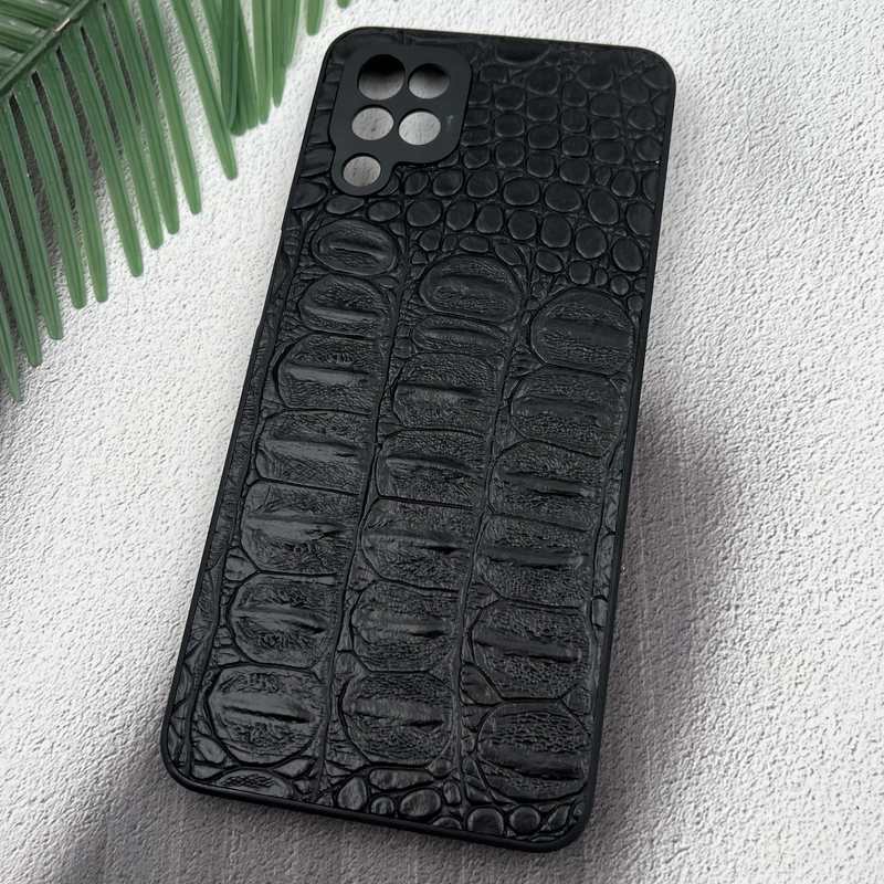 قاب گوشی Galaxy A12 / Galaxy M12 سامسونگ Snake Leather Case پوست ماری چرم برجسته محافظ لنز دار مشکی کد 46303 - Image 2