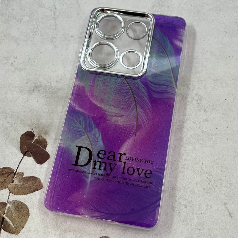 قاب گوشی Redmi Note 14S / Redmi Note 13 Pro 4G / Poco M6 Pro 4G شیائومی Brand Case لاکچری شاین دار طرح پر بنفش محافظ لنز دار Silver کد 57465 - Image 2