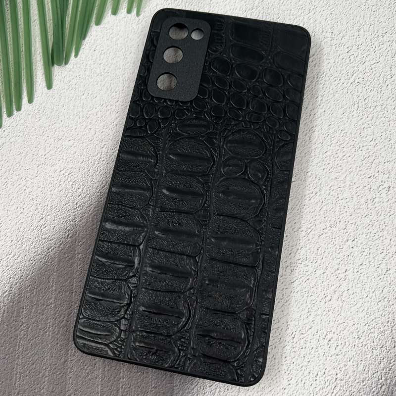 قاب گوشی Galaxy S20 FE سامسونگ Snake Leather Case پوست ماری چرم برجسته محافظ لنز دار مشکی کد 65278 - Image 2