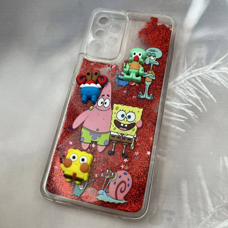 قاب گوشی Galaxy A23 سامسونگ آکواریومی Aquarium Case شفاف اکلیلی عروسکی برجسته طرح خانواده باب اسفنجی محافظ لنز دار کد 65450 - Image 2