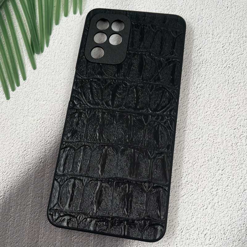 قاب گوشی Galaxy A22 4G / Galaxy M32 4G سامسونگ Snake Leather Case پوست ماری چرم برجسته محافظ لنز دار مشکی کد 65657 - Image 2