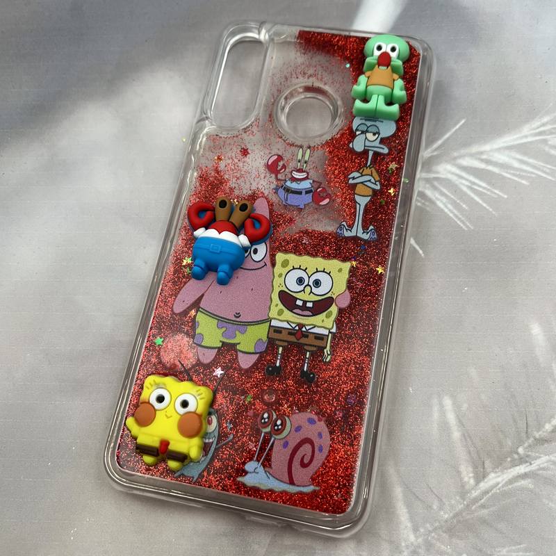 قاب گوشی Huawei P30 Lite هوآوی آکواریومی Aquarium Case شفاف اکلیلی عروسکی برجسته طرح خانواده باب اسفنجی کد 65890 - Image 2