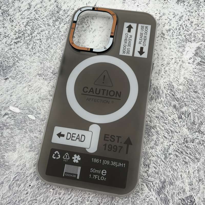 قاب گوشی iPhone 16 آیفون دور سیلیکونی پشت مات Caution مگ سیف Magsafe خاکستری کد 75478 - Image 2