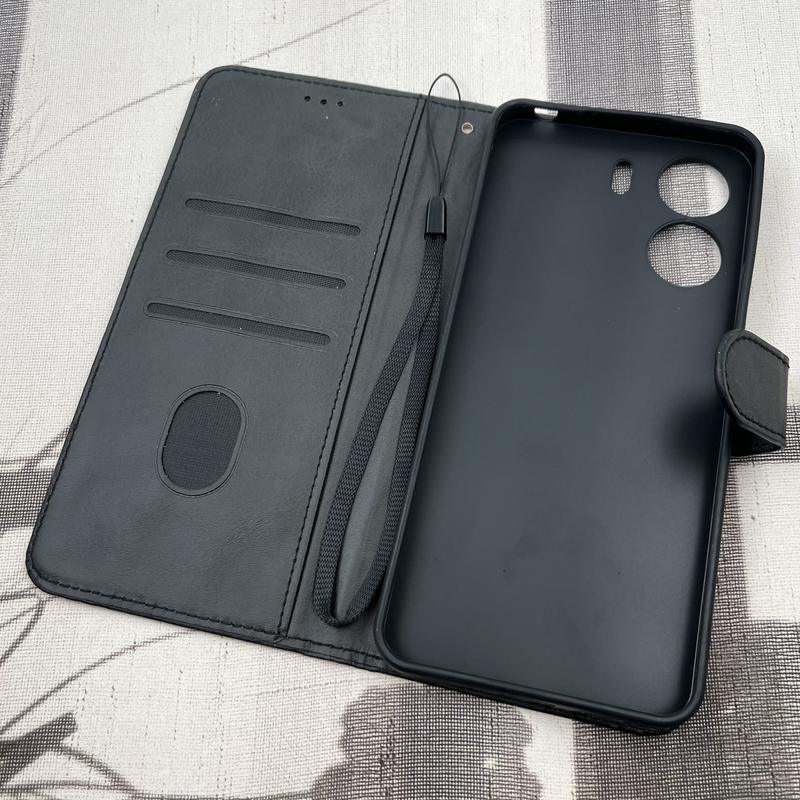 کیف گوشی Redmi 13C / Poco C65 شیائومی چرم مگنتی جاکارتی محافظ لنز دار بند آویز دار مشکی کد 77389 - Image 2