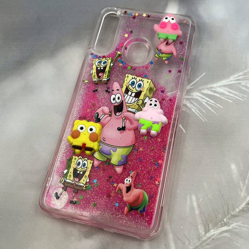 قاب گوشی Galaxy A20S سامسونگ آکواریومی Aquarium Case شفاف اکلیلی عروسکی برجسته طرح پاتریک و باب اسفنجی کد 84528 - Image 2