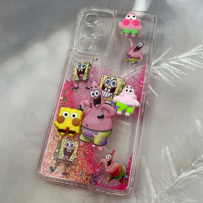 قاب گوشی Galaxy A33 سامسونگ آکواریومی Aquarium Case شفاف اکلیلی عروسکی برجسته طرح پاتریک و باب اسفنجی محافظ لنز دار کد 86499 - Image 2