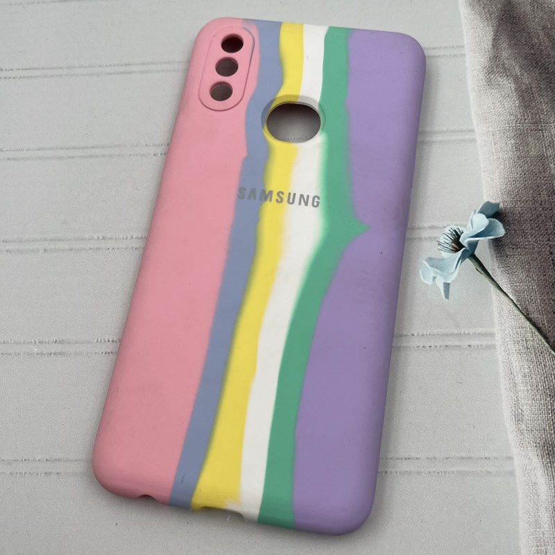 قاب گوشی Galaxy A10S سامسونگ سیلیکونی پاک کنی اورجینال آبرنگی رنگین کمانی داخل مخمل محافظ لنز دار کد 88008 - Image 2