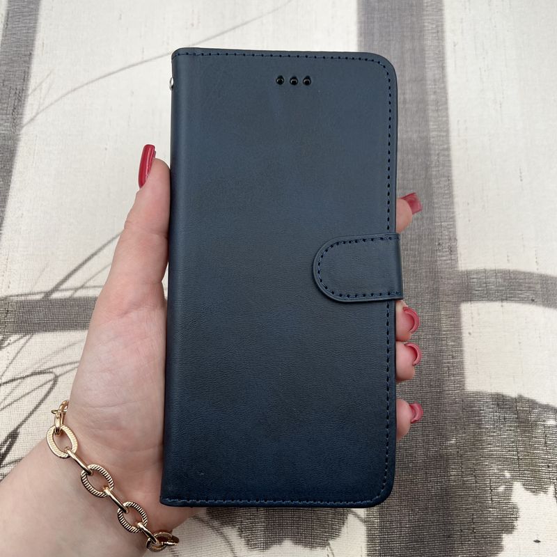 کیف گوشی Galaxy A22 4G / Galaxy M32 4G سامسونگ چرم مگنتی جاکارتی محافظ لنز دار بند آویز دار سرمه ای کد 88934 - Image 3