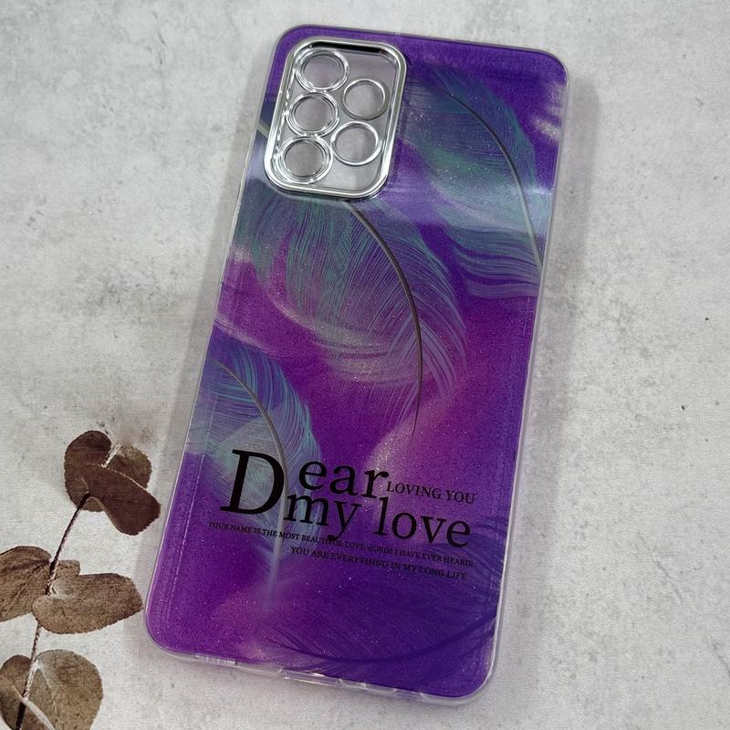 قاب گوشی Galaxy A32 4G سامسونگ Brand Case لاکچری شاین دار طرح پر بنفش محافظ لنز دار Silver کد 90765 - Image 2