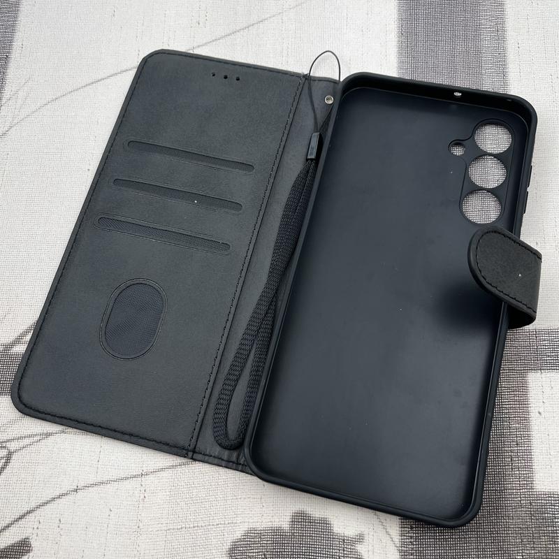 کیف گوشی Galaxy A16 سامسونگ چرم مگنتی جاکارتی محافظ لنز دار بند آویز دار مشکی کد 92455 - Image 2