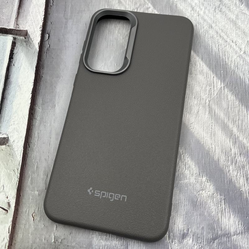 قاب گوشی Galaxy A55 سامسونگ Leather Design طرح چرم اورجینال Spigen لنز کروم اسپرت تیتانیوم کد 98465 - Image 2
