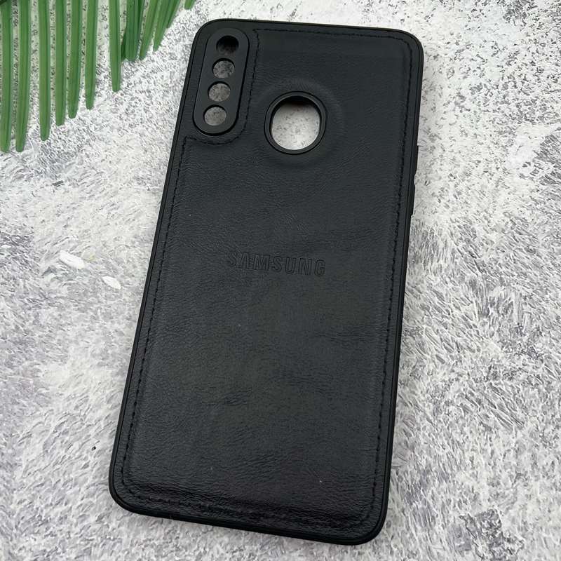 قاب گوشی Galaxy A20S سامسونگ Leather Case چرم اورجینال داخل پارچه ای لوگو دار کلاسیک محافظ لنز دار مشکی کد 11036 - Image 2
