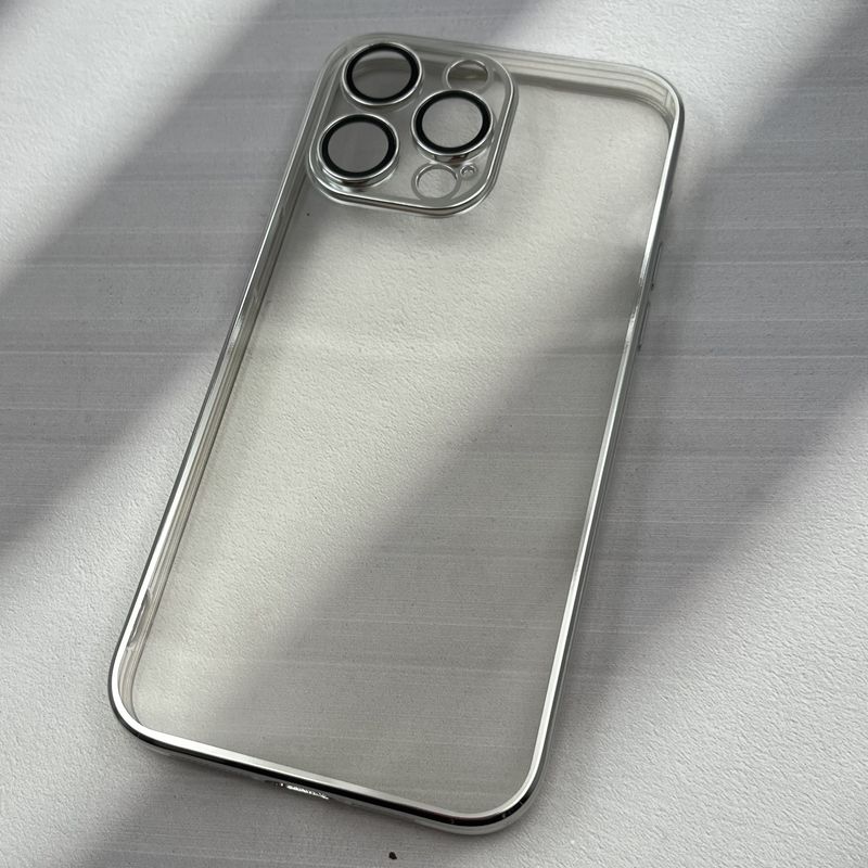 قاب گوشی iPhone 14 Pro Max آیفون شفاف AIR SKIN محافظ لنز دار شیشه ای نقره ای کد 20679 - Image 2
