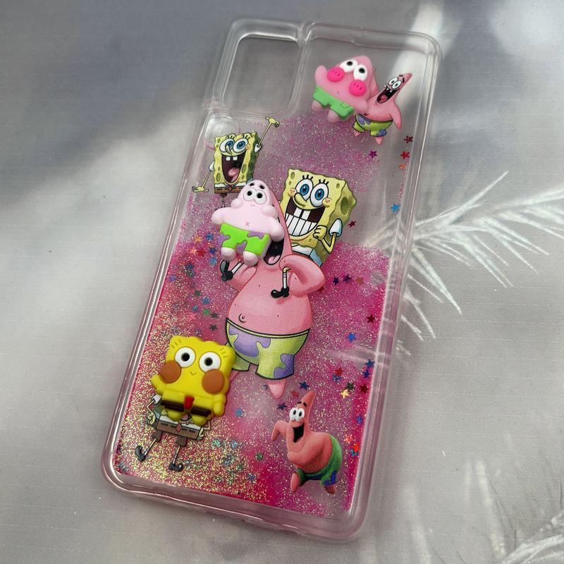 قاب گوشی Galaxy A51 سامسونگ Aquarium Case شفاف اکلیلی عروسکی برجسته طرح پاتریک و باب اسفنجی کد 24743 - Image 2