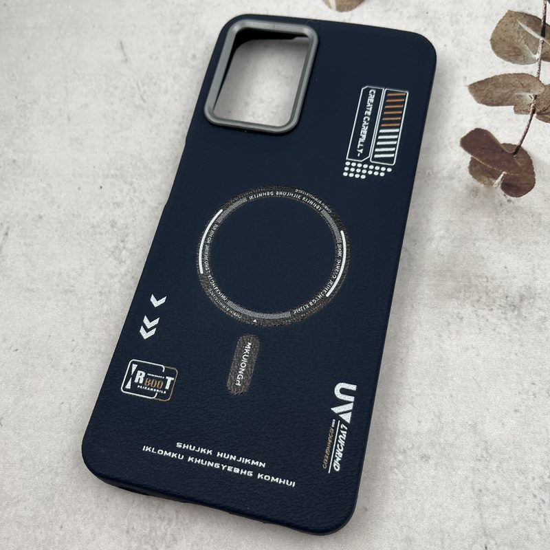 قاب گوشی Galaxy A22 4G / Galaxy M32 4G سامسونگ Leather Design طرح RT مگ سیف Magsafe سیلیکونی لنز کروم سرمه ای کد 26196 - Image 2