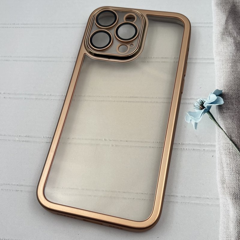 قاب گوشی iPhone 14 Pro Max شفاف AIR SKIN الکترواستاتیک اورجینال دور طلایی مات محافظ لنز دار شیشه ای کد 27817 - Image 2