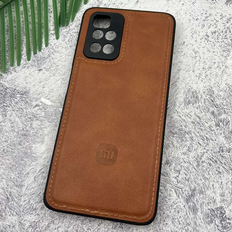 قاب گوشی Redmi 10 / Redmi 10 Prime شیائومی Leather Case چرم اورجینال داخل پارچه ای لوگو دار کلاسیک محافظ لنز دار عسلی کد 28767 - Image 2