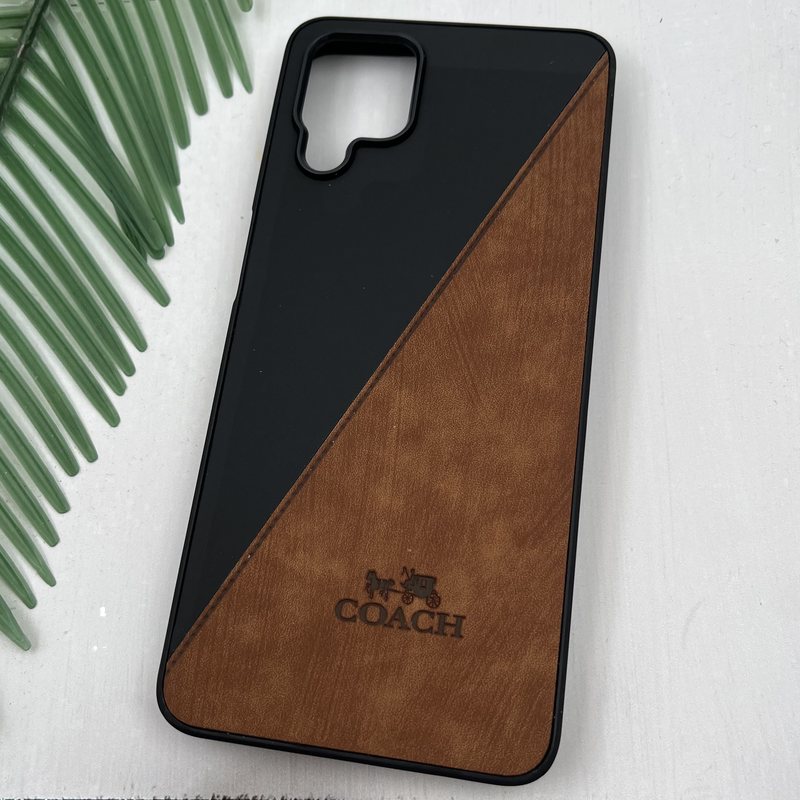 قاب گوشی Galaxy A12 / Galaxy M12 سامسونگ چرم Coach کلاسیک طرح دوخت مشکی عسلی کد 32029 - Image 2