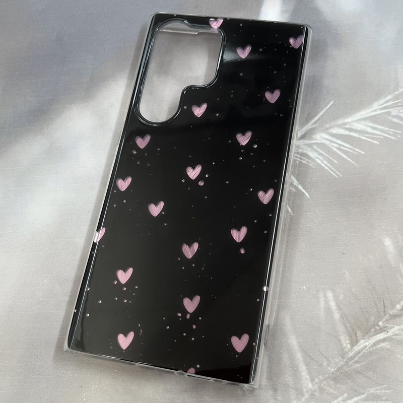 قاب گوشی Galaxy S23 Ultra سامسونگ طرح قلب صورتی Brush Case اورجینال ایربگ دار مشکی کد 32723 - Image 2