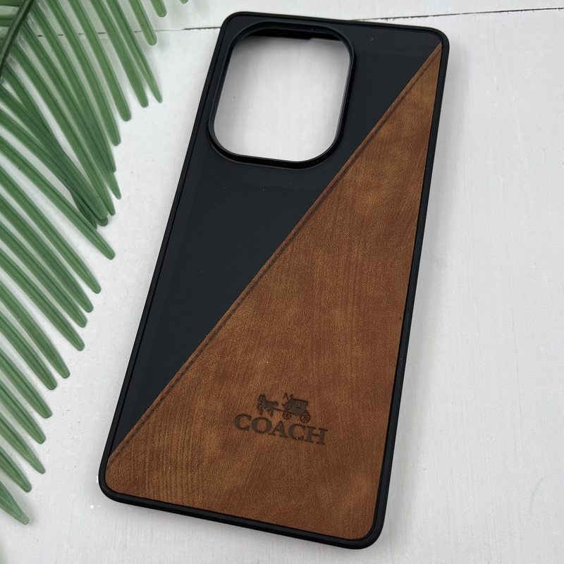قاب گوشی Redmi Note 14S / Redmi Note 13 Pro 4G / Poco M6 Pro 4G شیائومی چرم Coach کلاسیک طرح دوخت مشکی عسلی کد 37543 - Image 2