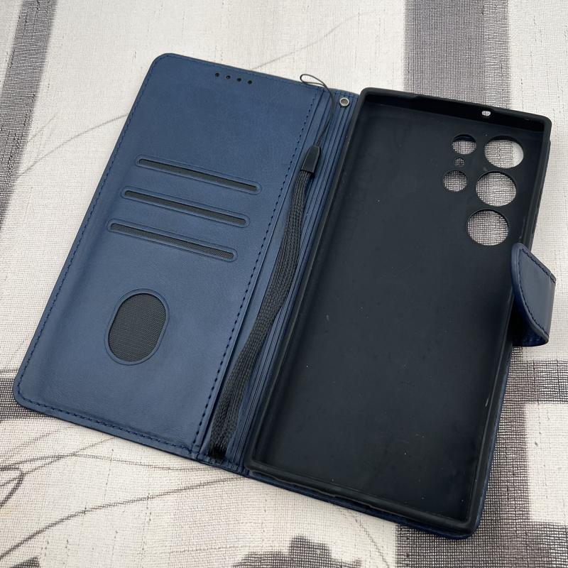کیف گوشی Galaxy S23 Ultra سامسونگ چرم مگنتی جاکارتی بند آویز دار محافظ لنز دار سرمه ای کد 41342 - Image 2