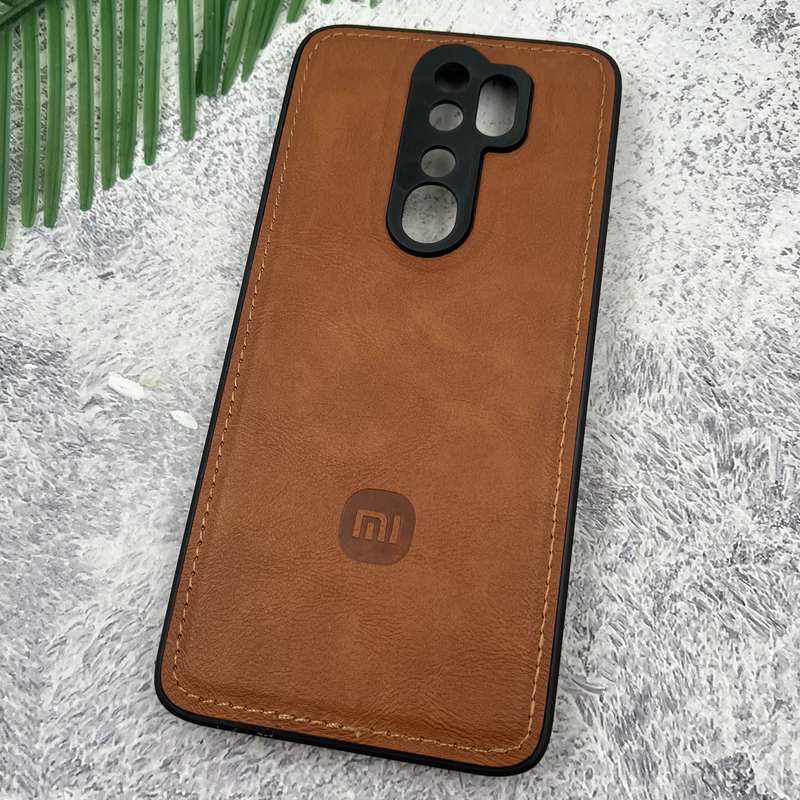 قاب گوشی Redmi Note 8 Pro شیائومی Leather Case چرم اورجینال داخل پارچه ای لوگو دار کلاسیک محافظ لنز دار عسلی کد 42036 - Image 2