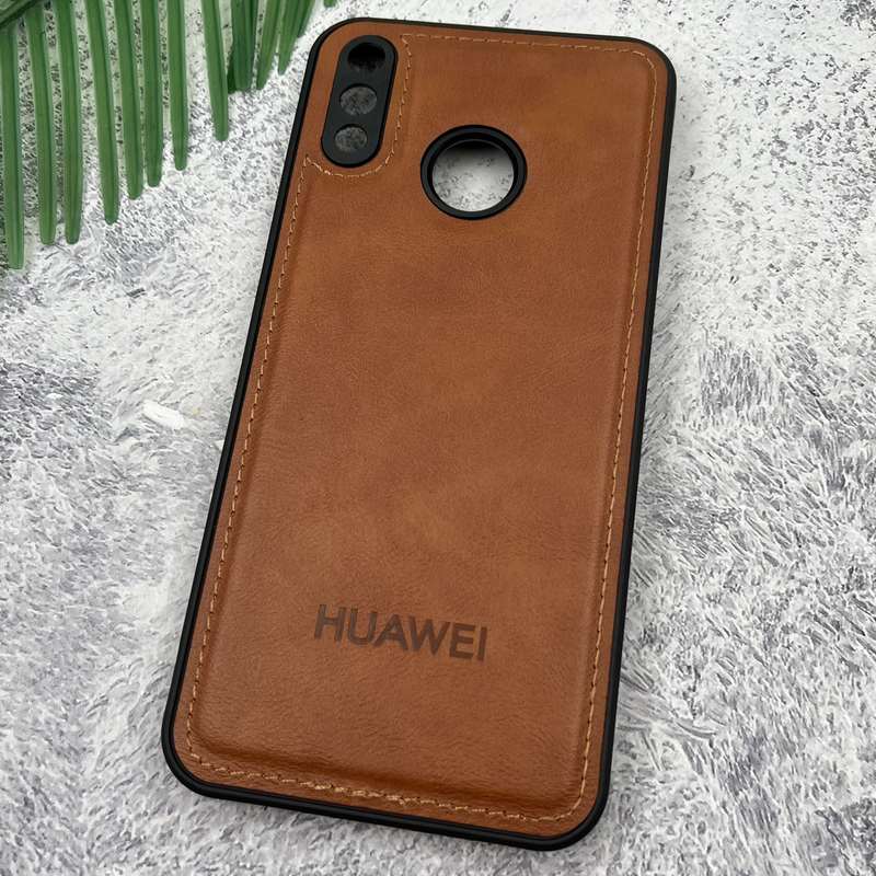 قاب گوشی Huawei Y9 2019 هوآوی Leather Case چرم اورجینال داخل پارچه ای لوگو دار کلاسیک محافظ لنز دار عسلی کد 44682 - Image 2