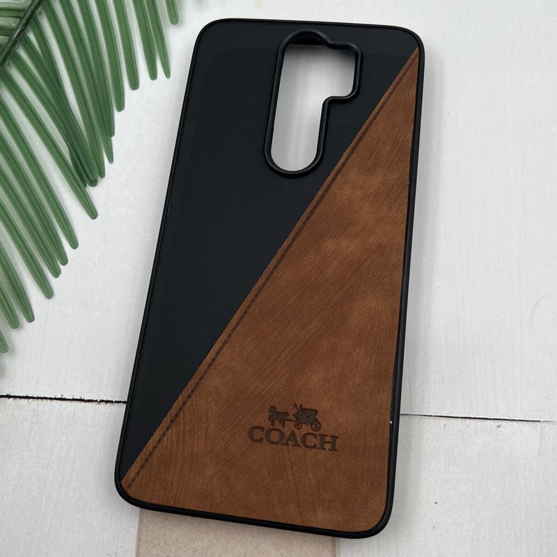 قاب گوشی Redmi Note 8 Pro شیائومی چرم Coach کلاسیک طرح دوخت مشکی عسلی کد 44684 - Image 2