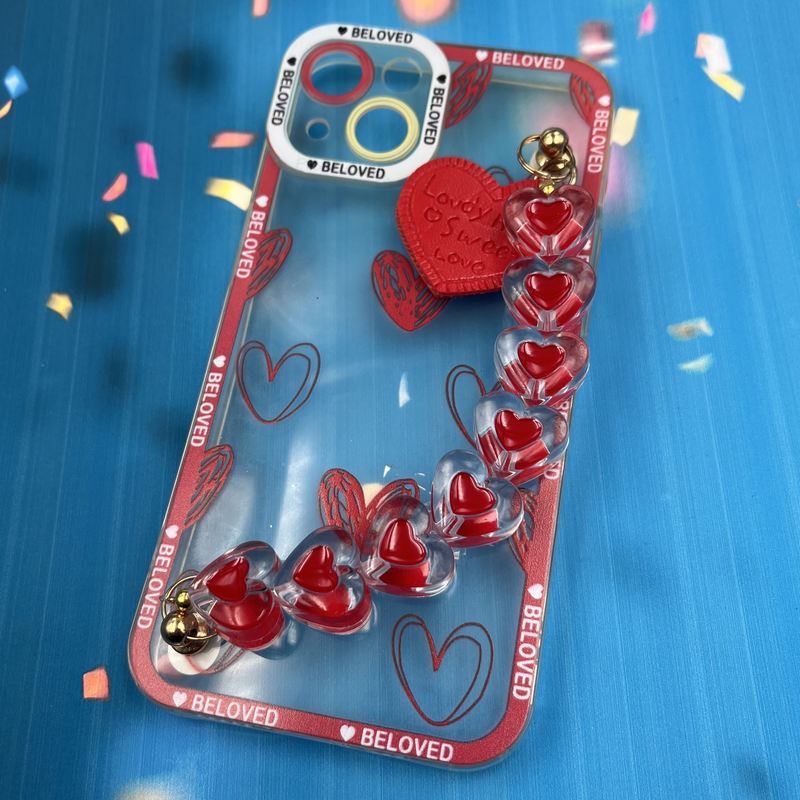 قاب گوشی iPhone 13 آیفون شفاف طرح دار دستبندی طرح قلب محافظ لنز دار رنگی کد 46386 - Image 2