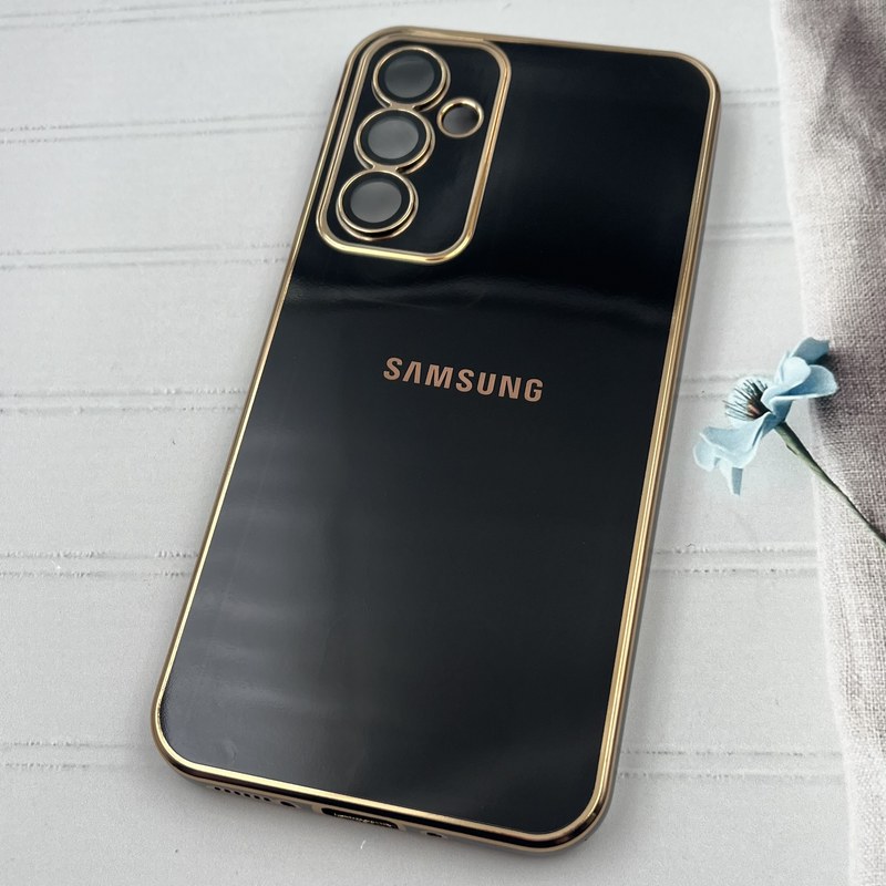 قاب گوشی Galaxy A54 سامسونگ ژله ای مای کیس طرح Gold Line دور طلایی محافظ لنز دار شیشه ای مشکی کد 47293 - Image 2